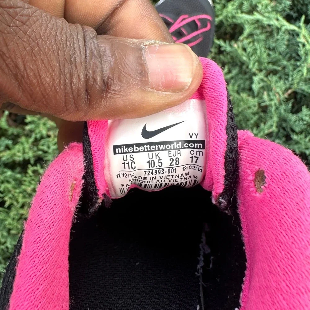 Nike Kids Flex 2015 Run Toddler Girl Athletic Shoes Size 11 Black/White/Pink Pow